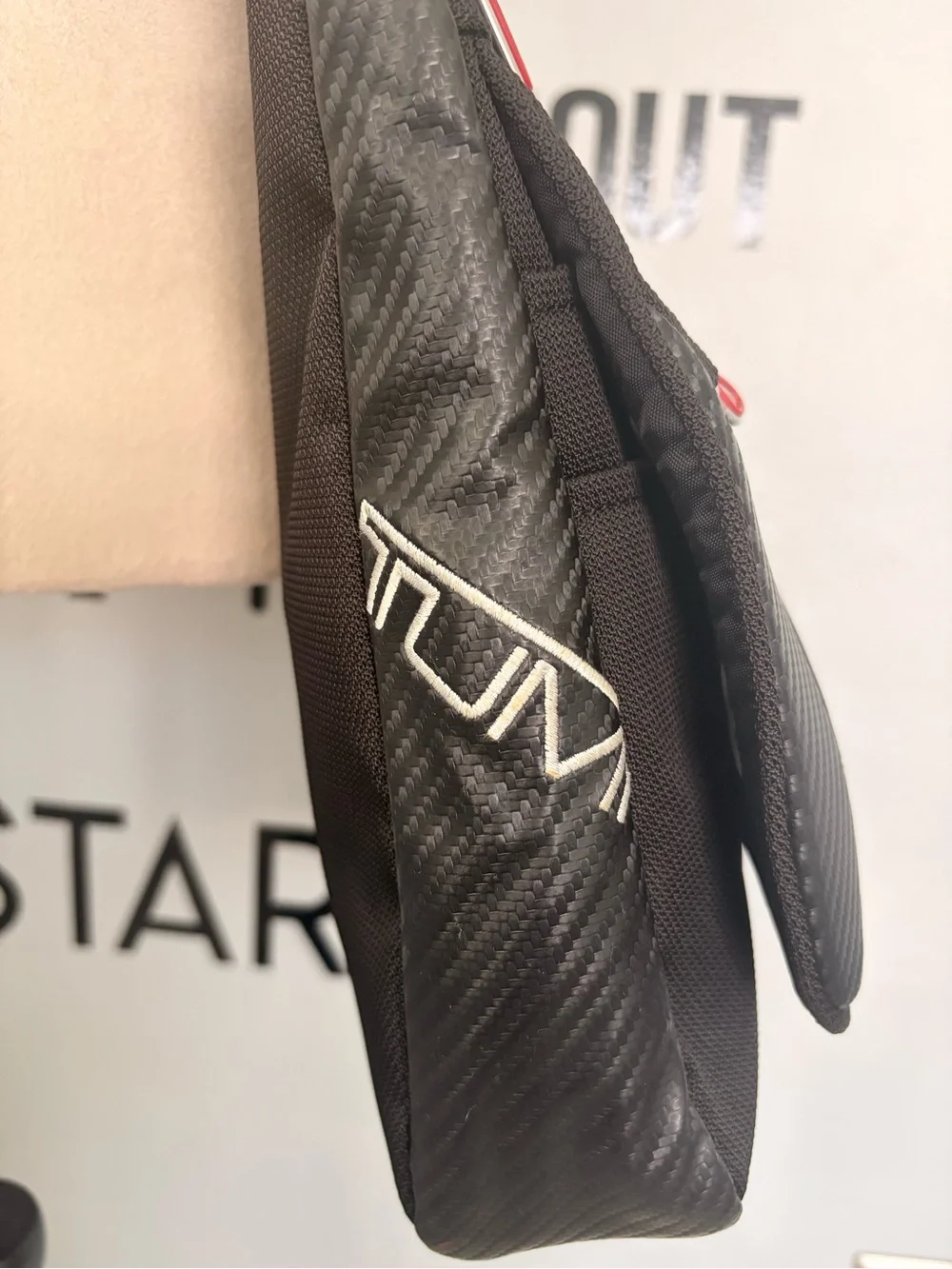 EUC Tumi Black & Red Nylon Crossbody Travel Bag Messenger Pack